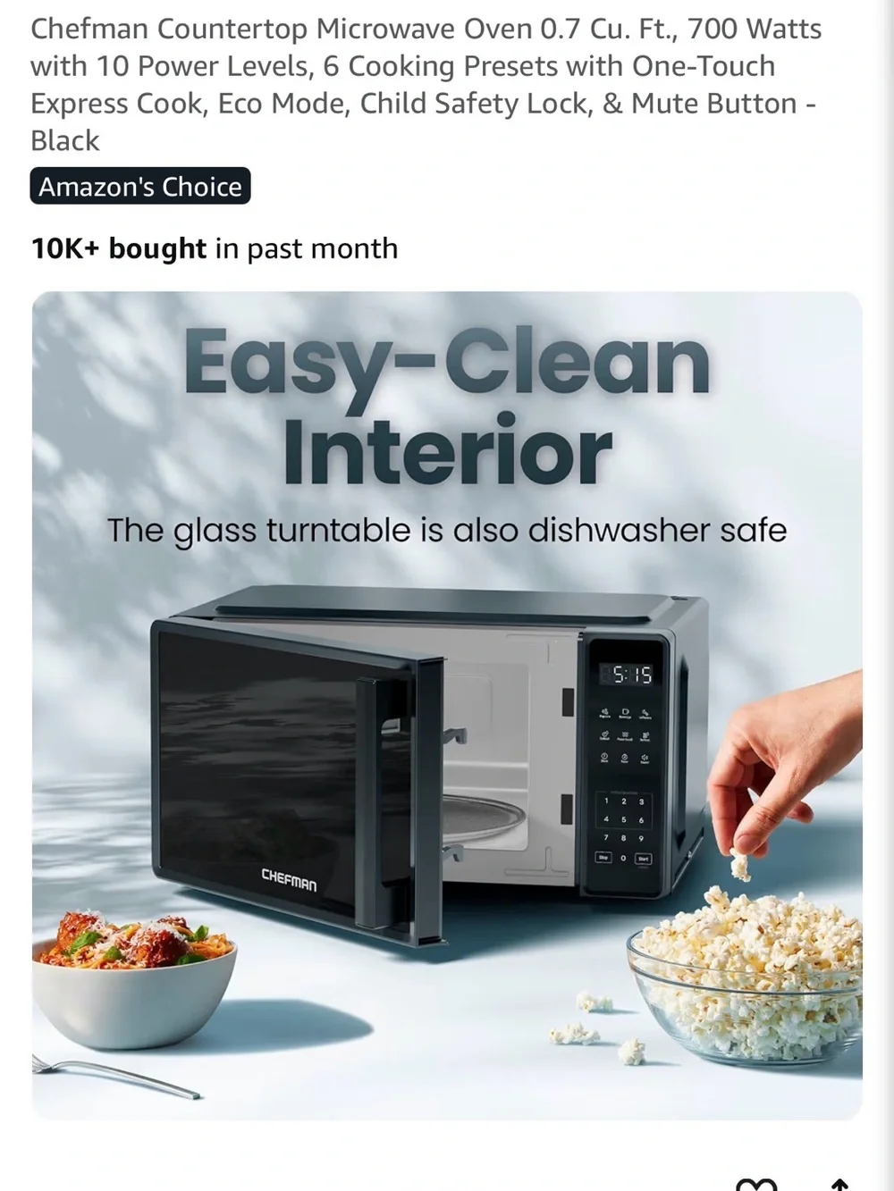 Chefman Black Countertop Microwave Oven - 0.7 Cu. Ft., 700W